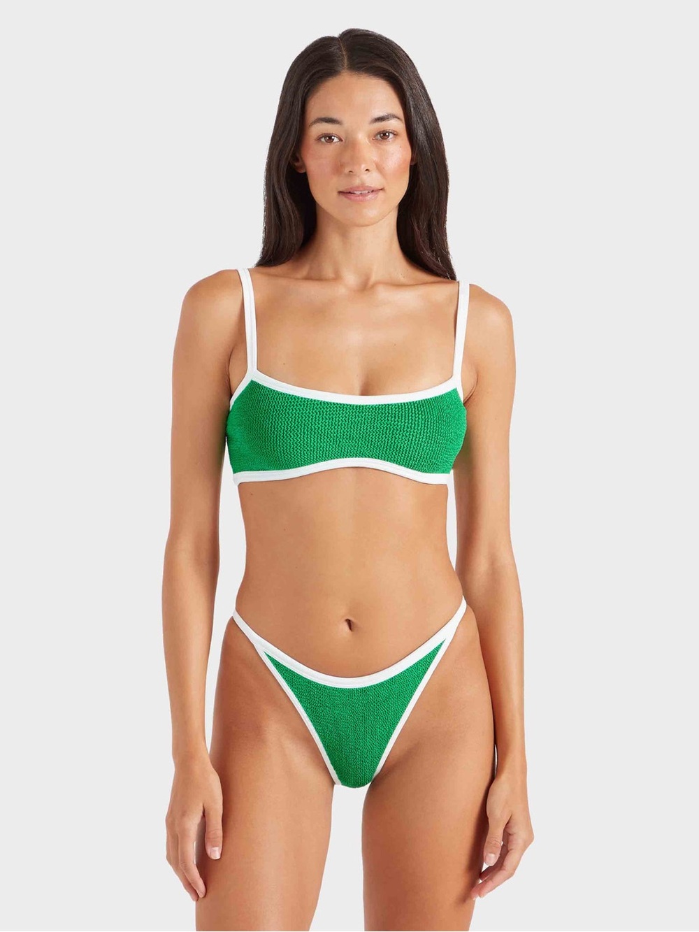 Hunza G NWT Tyler Emerald Green two-tone Original Crinkle™ bikini